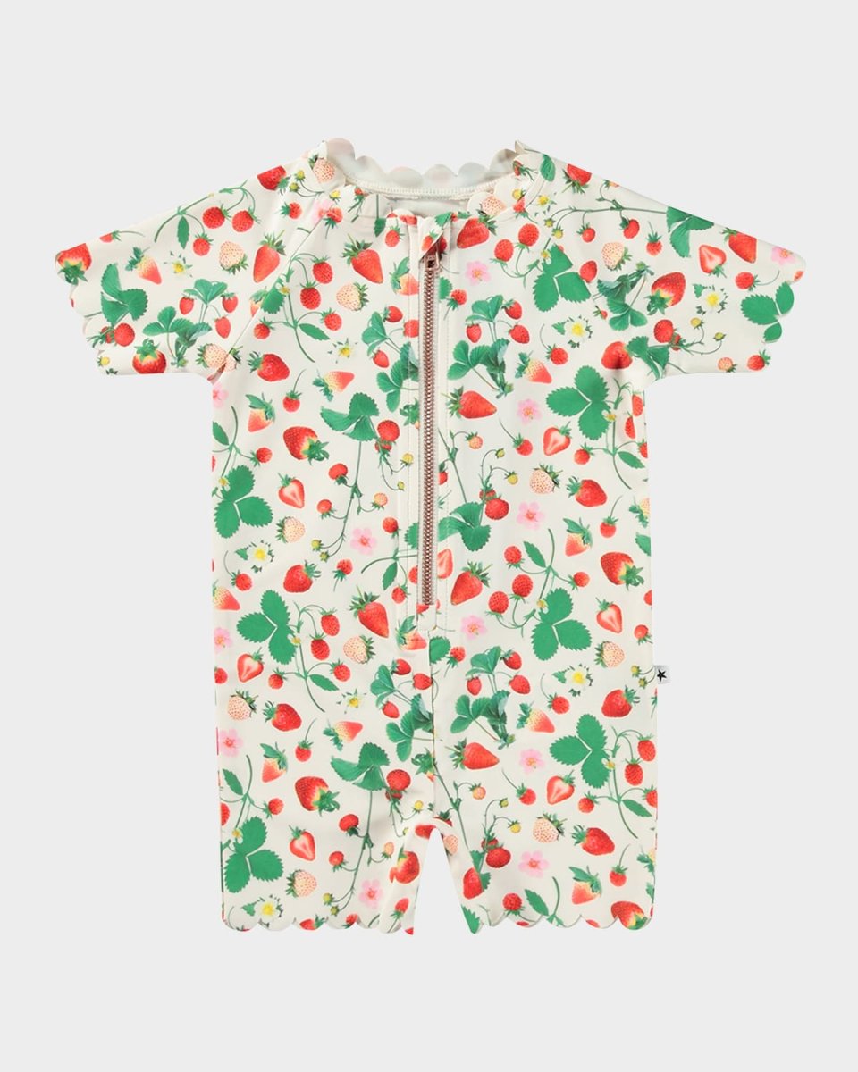 Girl's Nolu Short-Sleeve One-Piece Swimsuit, Size 3M